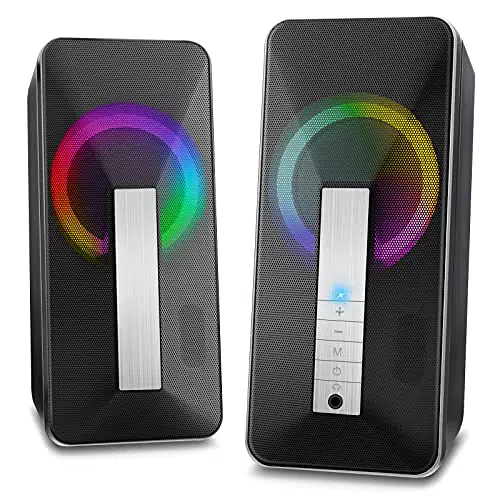 Altavoces PC Sobremesa, 10W Altavoz USB & Bluetooth para Ordenador con Cable e Modo Inalámbrica