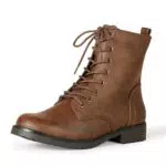 Amazon Essentials Bota Militar con Cordones Mujer, Coñac
