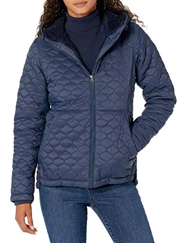 Amazon Essentials Chaqueta Acolchada Ligera con Forro Sherpa y Resistente al Agua Mujer