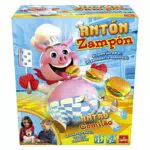 Antón Zampón, Juego De Mesa. Si come sin parar el cinturón explotará. Juego para niños a partir de 4 años. Cerdito come hamburguesas