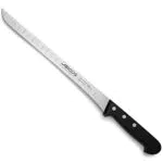 Arcos Cuchillo Jamonero de Acero Inoxidable. Cuchillo para cortar jamón y carne. Mango ergonómico polioximetileno y Hoja hueca 280 mm. Serie Universal. Color negro