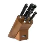 Arcos Set Cuchillos 5 piezas Acero Inoxidable Nitrum. Cuchillo Cocina Profesional Afilado para Cortar Carne. Mango Ergonómico Polioximetileno POM. Serie Opera. Diseño Clásico. Color Negro