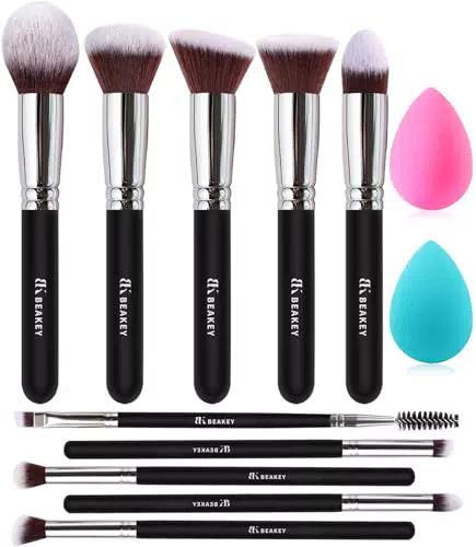 BEAKEY Set de Brochas de Maquillaje, Synthetic Kabuki para Base Polvos Colorete Contorno
