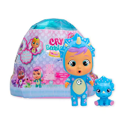 BEBÉS LLORONES LÁGRIMAS MÁGICAS Icy World Dinos, Muñeca Sorpresa Coleccionable que Llora Lágrimas de Verdad y su Mascota Dinosaurio