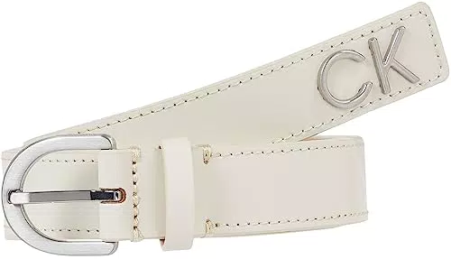 Calvin Klein Mujer Cinturón de piel, Dk Ecru, 110