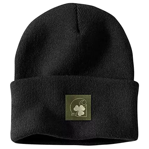 Carhartt Knit Shamrock Patch Beanie Gorro, Black, OFA Unisex Adulto