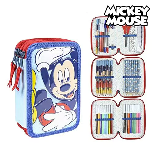 Cerdá, Estuche Plumier Triple con Rotuladores Giotto-Licencia Oficial Minnie Mouse de Disney Studios Unisex niños