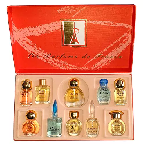 Charrier Parfums Top 10 Les Parfums de France - Caja lujosa de cartón que contiene 10 botellas en miniatura con Eau De Parfum