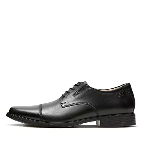 Clarks Tilden Cap, Zapatos Hombre, Black Leather