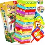 COOJOMMY Torre de Bloques de Madera Juguetes Niños 3 Años