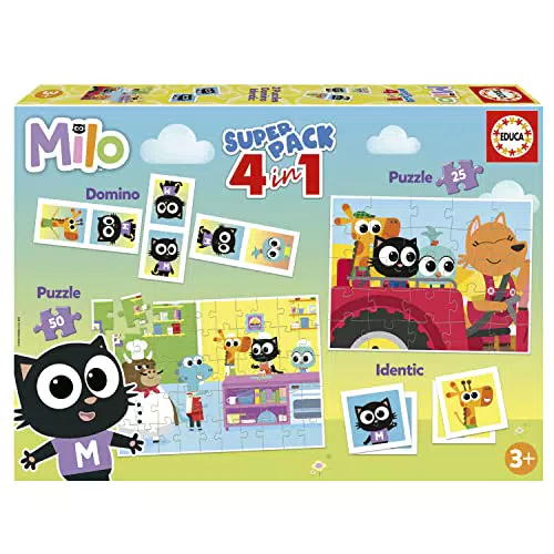 Educa - Superpack Milo, Juegos de Mesa Infantiles como Domino