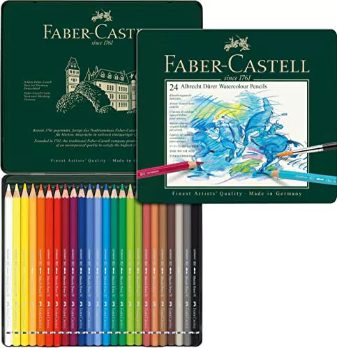 Faber-Castell 117524 - Estuche de metal con 24 ecolápices acuarelables