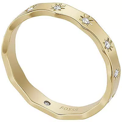 Fossil Anillo Para Mujer Sadie, Ancho: 3.8mm Anillo De Acero Inoxidable Dorado