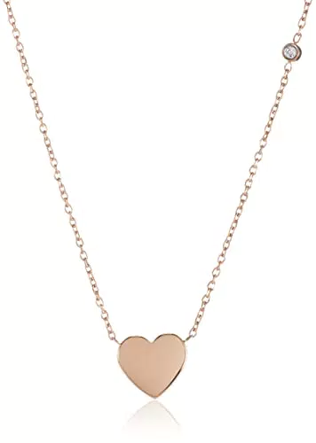 Fossil Collar Para Mujer Vintage Iconic, 40.6 Cm + 5.1 Cm / W:10mm Collar De Acero Inoxidable Rosa Dorado