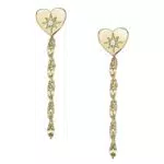Fossil Pendientes para mujer, acero dorado, largo: 50 mm