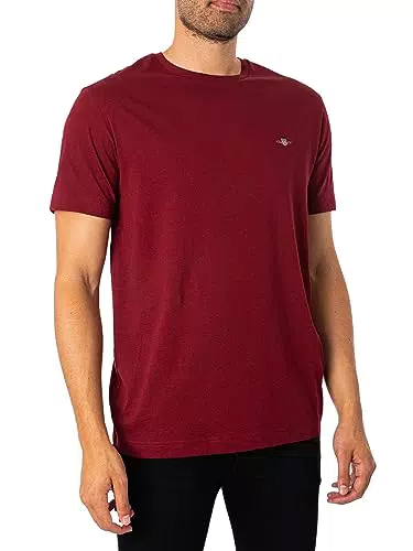 GANT Camiseta Reg Shield SS, Plumped Red, S para Hombre