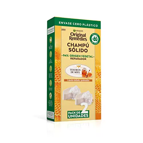 Garnier Original Remedies, Champú Sólido, Tesoros de Miel y Cera de Abeja Protectora para Cabello Dañado y Quebradizo