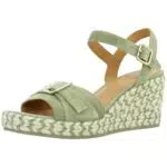 Geox D Panarea, Alpargatas con cuña Mujer, Verde Pistacho Dorado