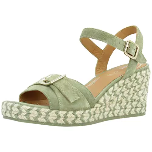Geox D Panarea, Alpargatas con cuña Mujer, Verde Pistacho Dorado