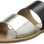 Geox D Sozy S, Sandalias planas Mujer, Black Lt Gold