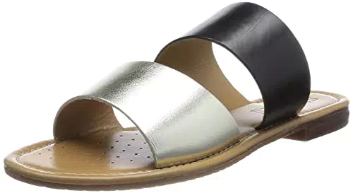 Geox D Sozy S, Sandalias planas Mujer, Black Lt Gold