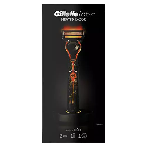 GilletteLabs Heated Razor Para Hombre Kit básico Con maquinilla de afeitar + cuchilla de recambio + base de carga + enchufe inteligente