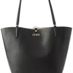 Guess Alby Toggle Tote, Bolsos Satchel para Mujer, Negro/Piedra
