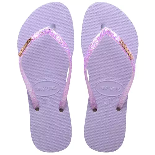 Havaianas Slim Glitter Flourish, Chanclas Mujer, Morado