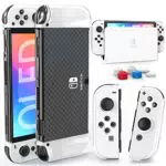 HEYSTOP Carcasa Switch OLED Dockable, Funda Protectora de TPU para Nintendo Switch OLED Modelo con 6 Agarres para el Pulgar