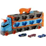 Hot Wheels Camión de transporte convertible en pista para coches de juguete