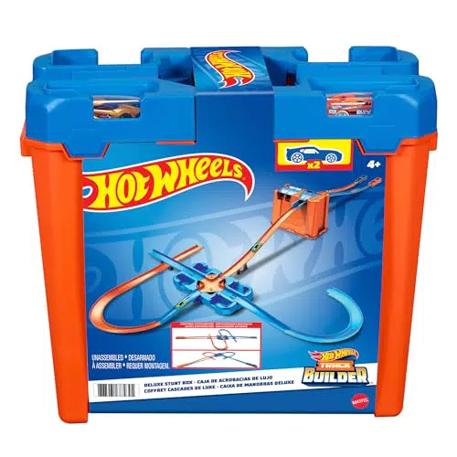 Hot Wheels Track Buider Caja de acrobacias Deluxe, accesorios para pistas de coches de juguete