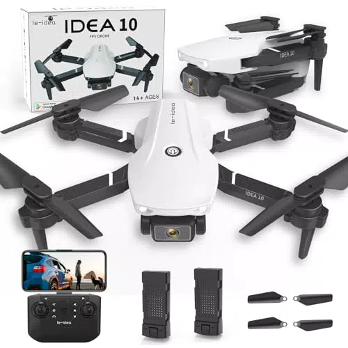 IDEA10 Drone para Niños con Doble Cámara, Plegable Mini Drone con 2 Baterías