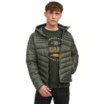 JACK & JONES Jjehero Puffer Hood Sn Chaqueta, Rosin/Detalles: Cremallera de Contraste