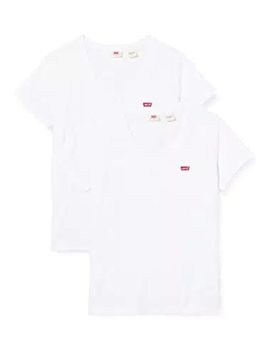 Levi's 2-Pack V-Neck Tee, Camiseta, Mujer, White + & White +