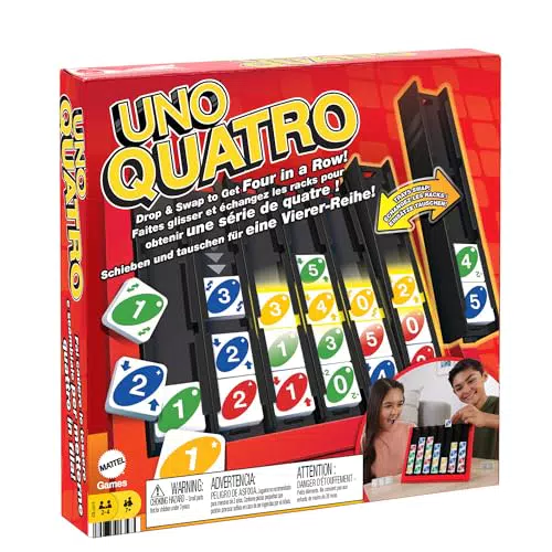 Mattel Games UNO Quatro Juego de mesa cuatro en raya con fichas