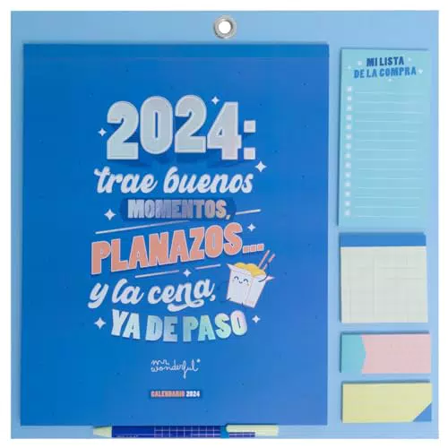 Mr.Wonderful Calendario de pared magnético 2024, azul