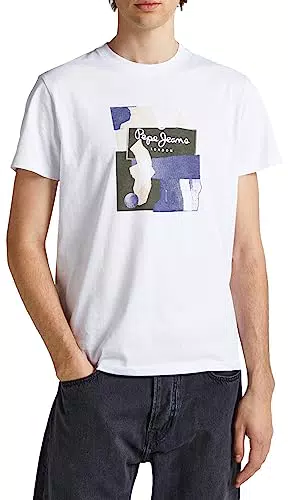 Pepe Jeans Oldwive T-Shirt, Blanco, XL para Hombre