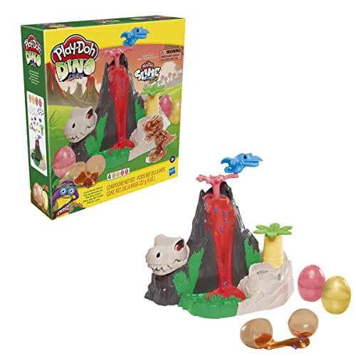 Play- Doh - Volcán Isla Lava Bones con masa HydroGlitz de Play-Doh Slime - Habsro F1500RC0