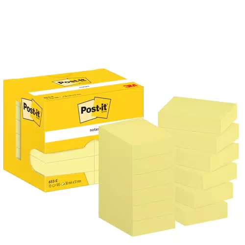 Post-it Notas Canary Yellow, Paquete de 12 Blocs de Notas