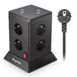 Regleta Vertical Enchufes de 8 Tomas y 4.8A USB Carga