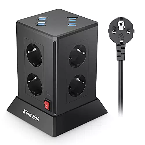 Regleta Vertical Enchufes de 8 Tomas y 4.8A USB Carga