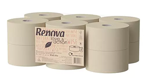 Renova Papel Higiénico Jumbo Love&Action, 12 Rollos Premium de 90 metros