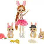 Royal Enchantimals Muñeca con familia de conejos mascota de juguete vestidos de boda