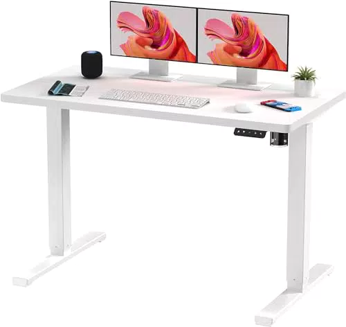 SANODESK QSE 110 x 60 cm Escritorio Regulable en Altura Eléctrico Standing Desk Escritorio Elevable Eléctrico con Tablero Telescópico Bidireccional con Función de Memoria y Anticolisión