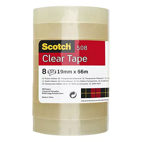 Scotch Cinta Adhesiva Transparente, 8 Rollos, 19 mm x 66 m