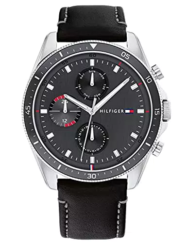Tommy Hilfiger Reloj Analógico de Cuarzo multifunción para hombre con Correa en piel Negro - 1791838