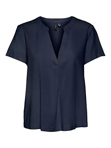 VERO MODA Vmmymilo SS Top Wvn Ga, Azul Marino, M para Mujer