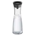 WMF - Botella de agua de cristal con tapa negra y colador