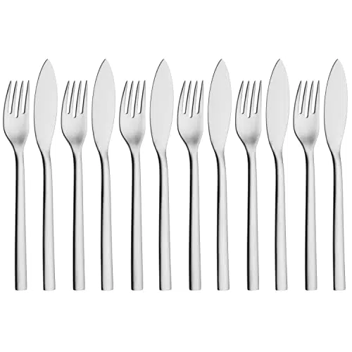 WMF Nuova Juego 6 Cubiertos para Pescado, Acero Inoxidable Pulido