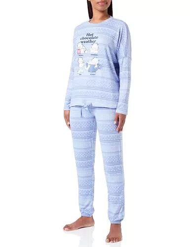 Women'secret Juego de Pijama, Estampado Azul, XL para Mujer